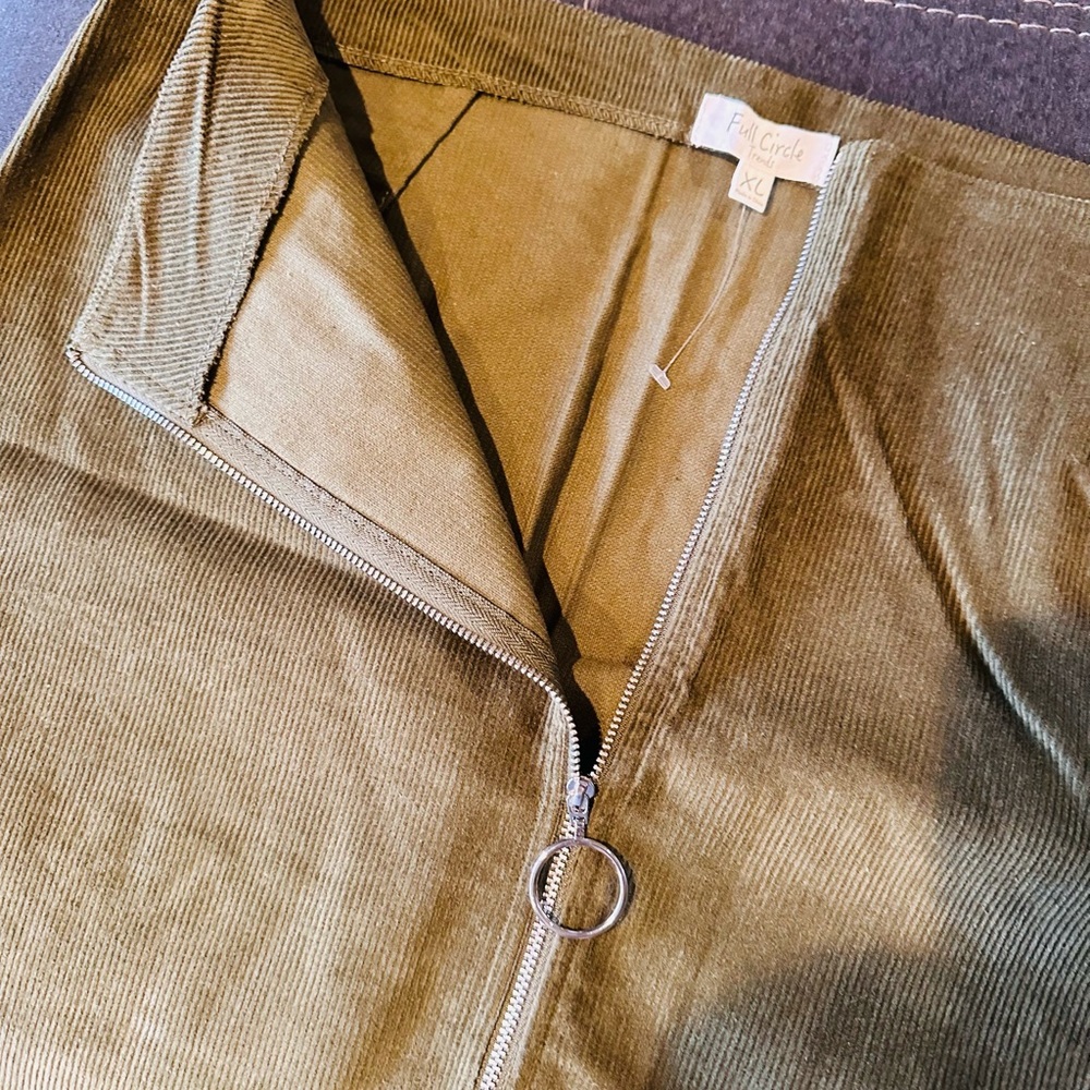 Full Circle Women's Green Corduroy Mini Skirt